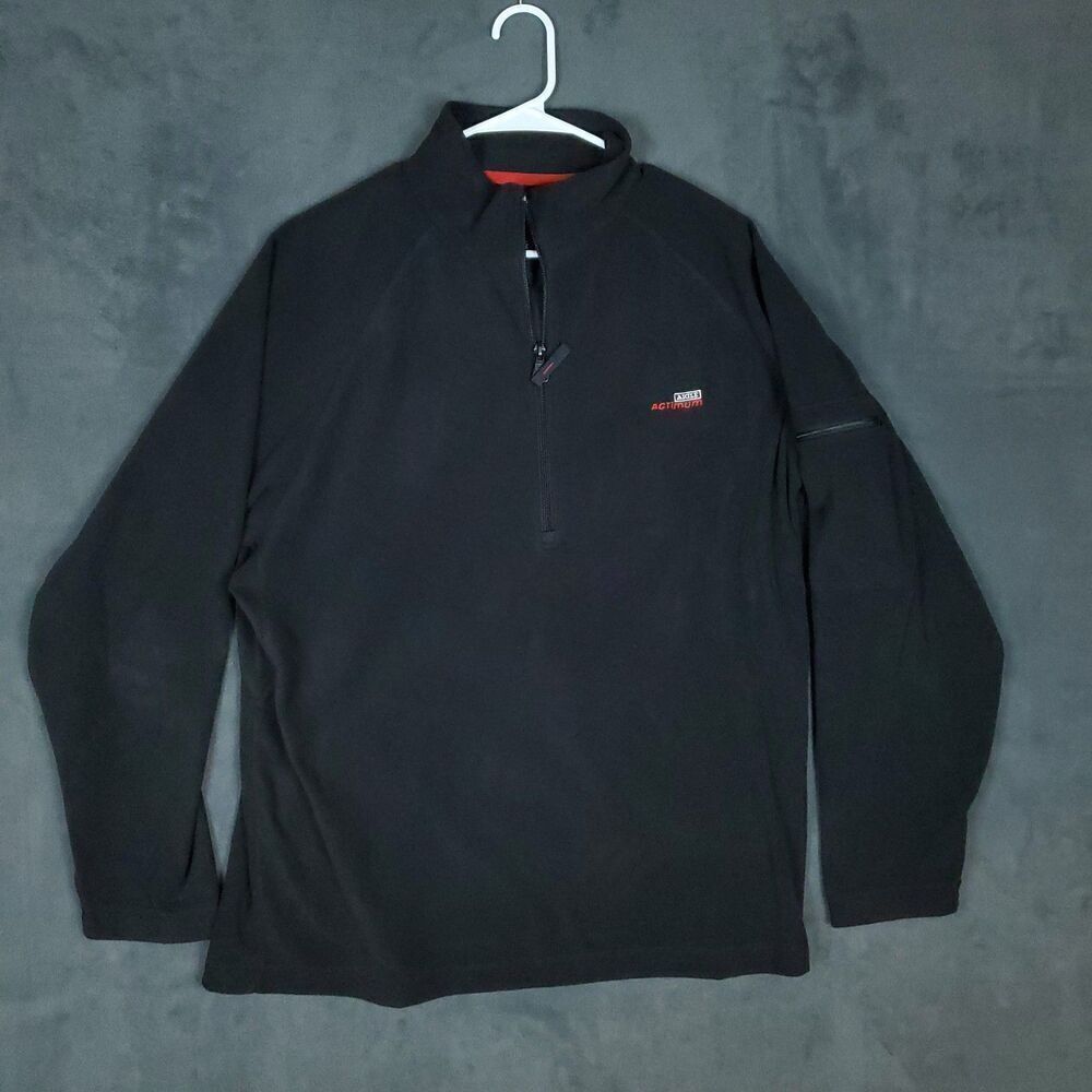 Aigle Actimum Pullover Mens 2XL Black Fleece 1/4 Zip Outdoor Jacket Warm Pocket